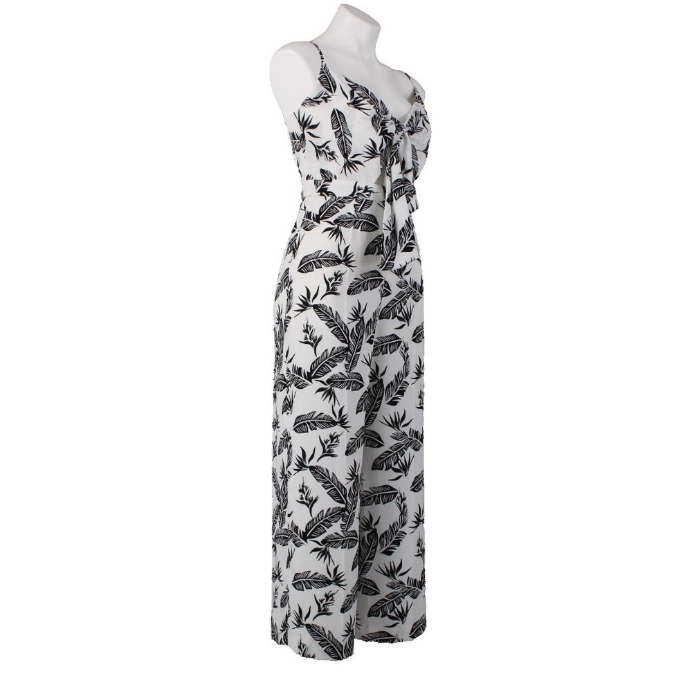 Jay Godfrey Jumpsuit Sz 6 White Black Printed Knot Front 100% Poly Jumpsuit - Picture 3 of 11